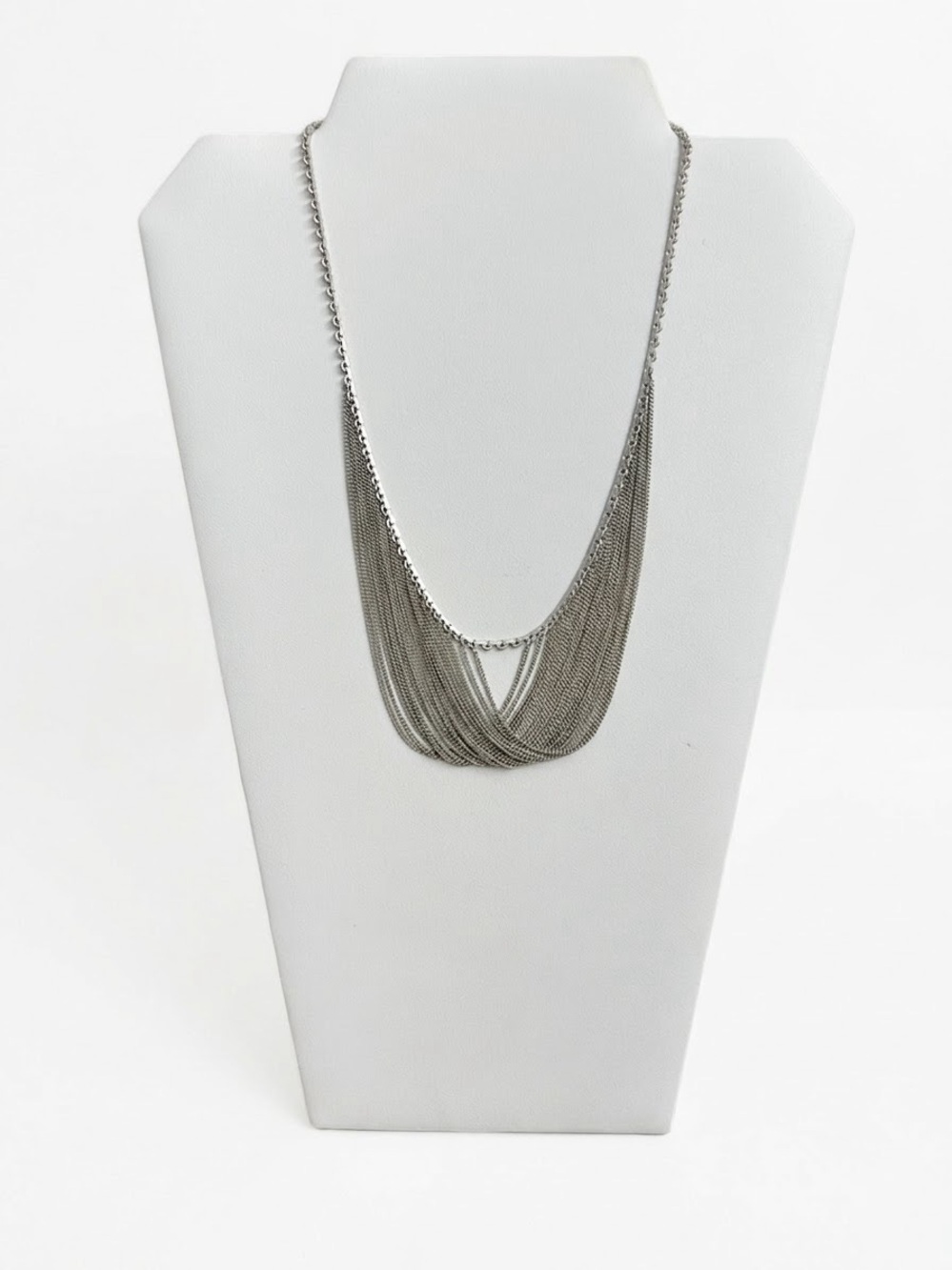 Vintage Sterling Silver Multi Strand Drape Cascade Waterfall Bib Necklace